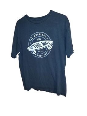 Mens Vans Navy Blue 'Off The Wall' Logo Tee Size Large